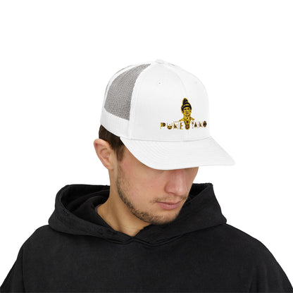 Gold Phantom Trucker Cap - Urban Style, Snapback Hat for Festivals, Outdoor Events, Gift for Him, Unisex Fashion Accessory