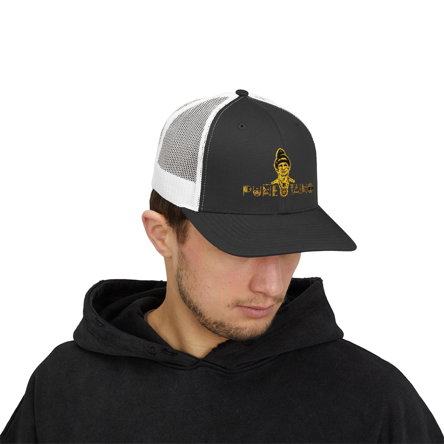 Gold Phantom Trucker Cap - Urban Style, Snapback Hat for Festivals, Outdoor Events, Gift for Him, Unisex Fashion Accessory