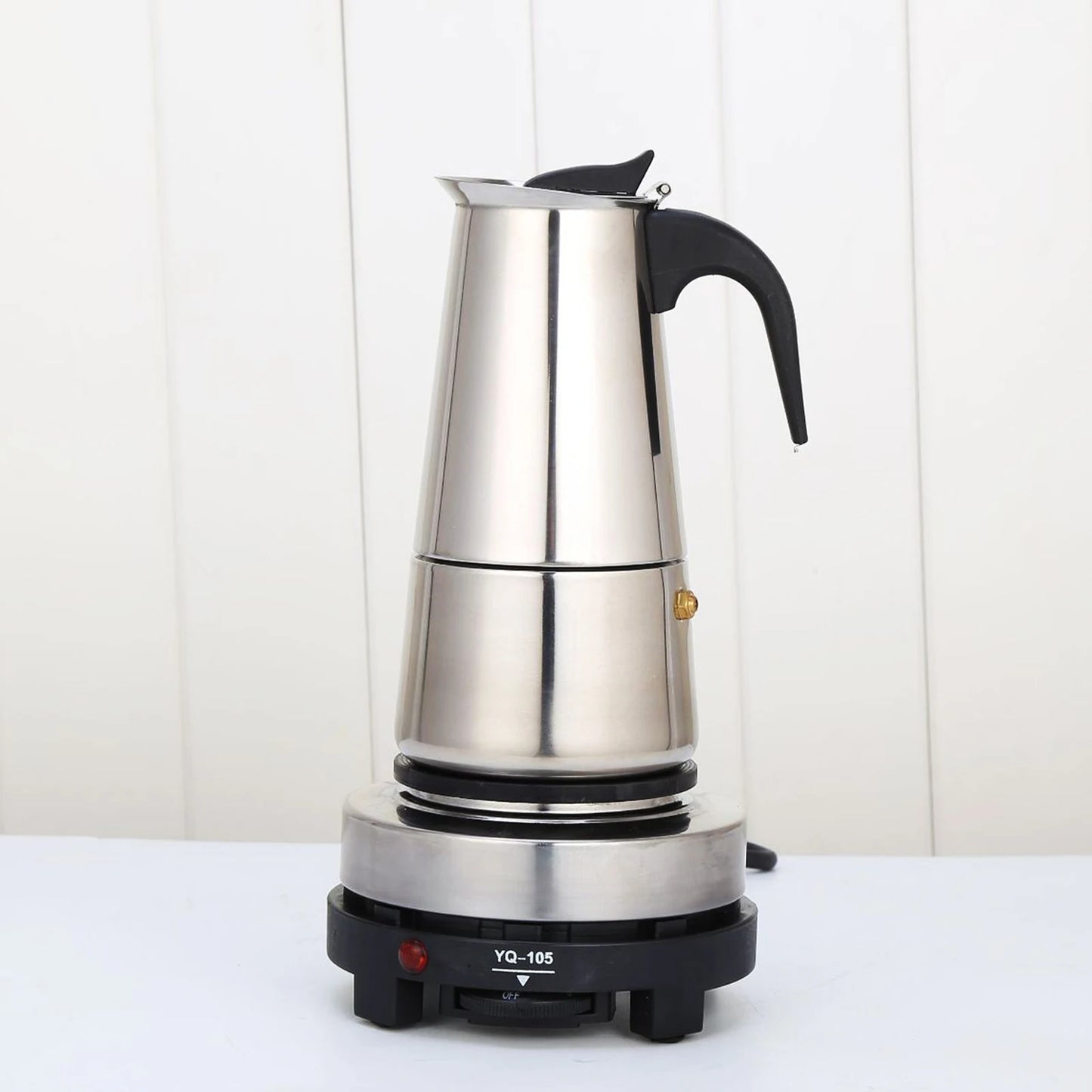 Pune Taino Coffee Electric Moka Pot – 9-Cup Stainless Steel Espresso Maker